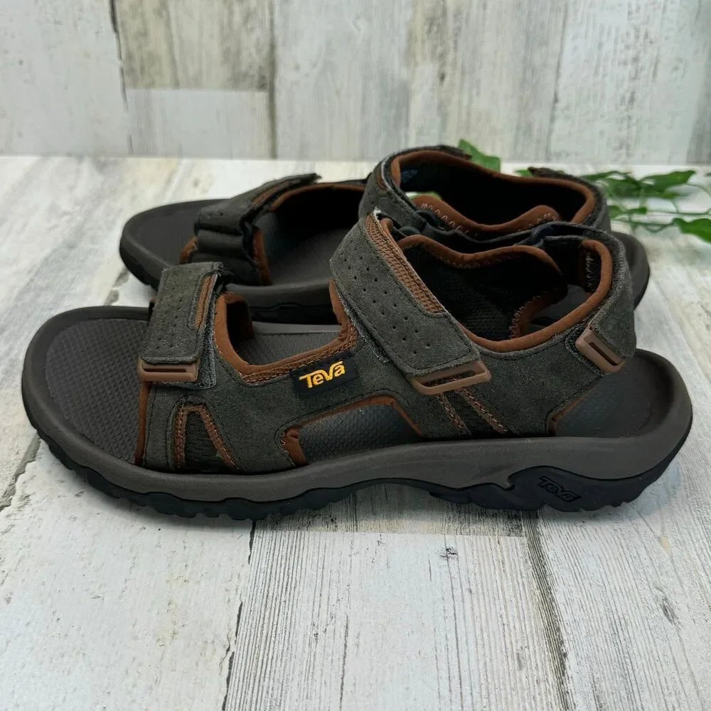 TEVA MEN KATAVI 2 BLACK OLIVE HOOK N LOOP SPORTS SANDALS US 8